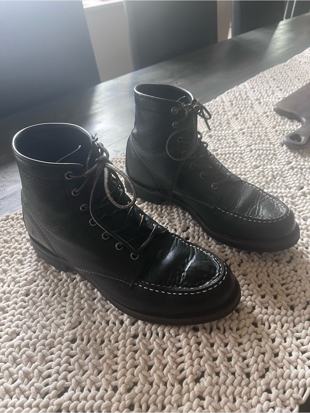 Frye Black Leather Arkansas Moc Toe Boots Size 9 Like New